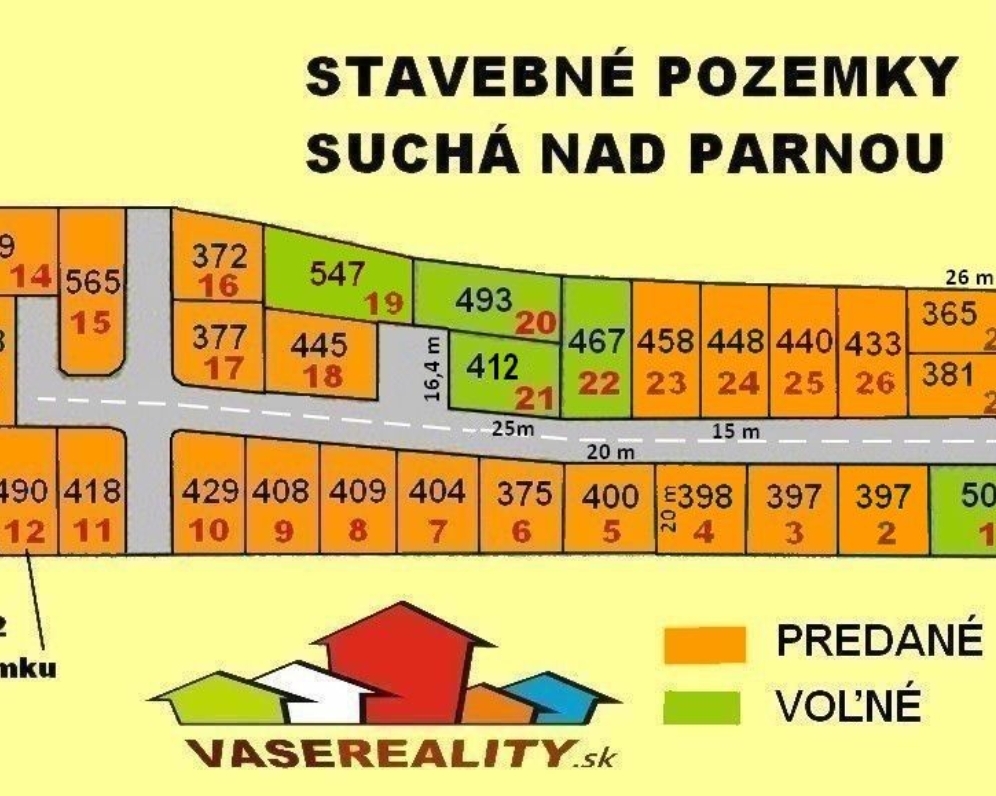 STAVEBNÝ POZEMOK 547 m2, Suchá nad Parnou, okr. TRNAVA