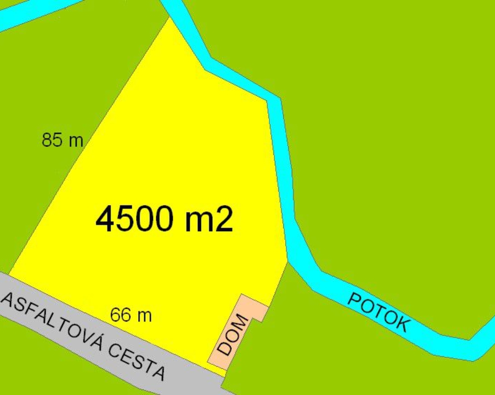POZEMOK S POTOKOM 4500 M2 + DOM GRÁTIS PODKYLAVA
